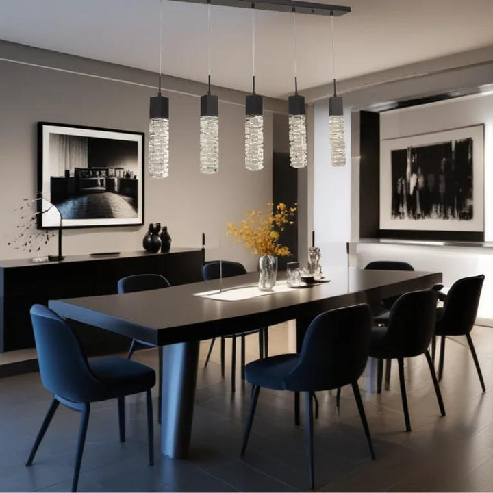 Black island pendant, by Maple, for kitchen island or dining, angled view