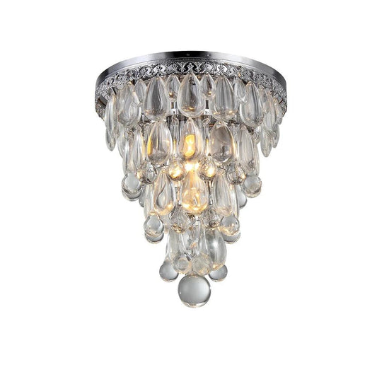 Chrome finish flush-mount ceiling light, by Maple, for hallway, bedroom, or entryway