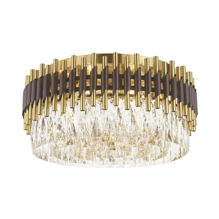 Black & gold + clear crystal flush-mount ceiling light, by Maple, for hallway, bedroom, or entryway
