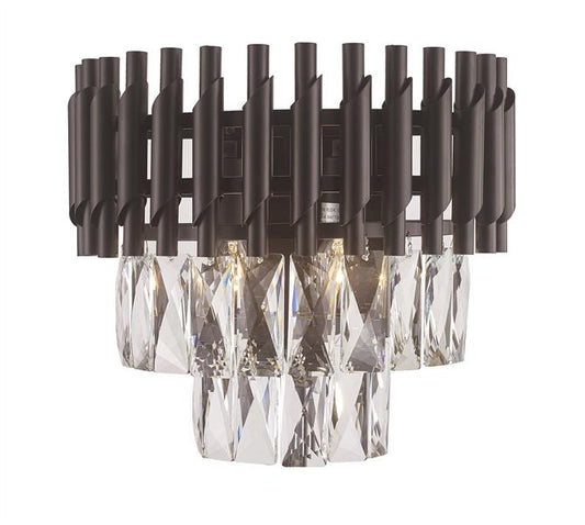 Black finish with crysta wall sconce, by Maple, for hallway or living room