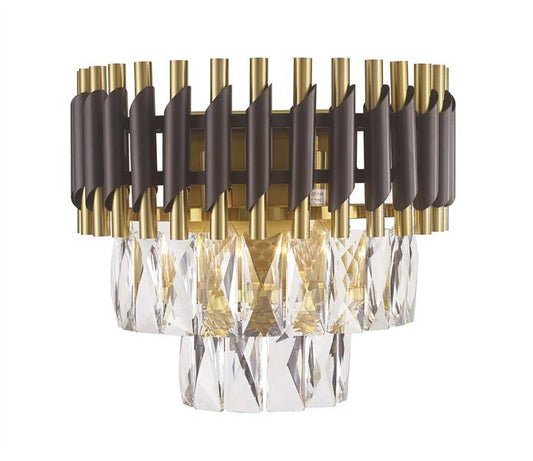 Black & gold finish with crysta wall sconce, by Maple, for hallway or living room