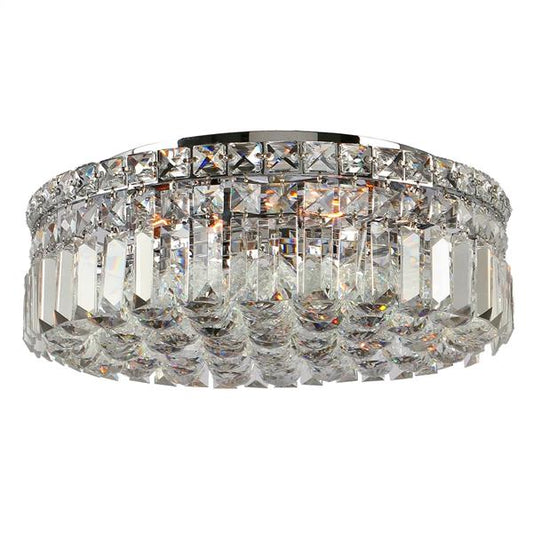 Chrome finish flush-mount ceiling light, by Maple, for hallway, bedroom, or entryway