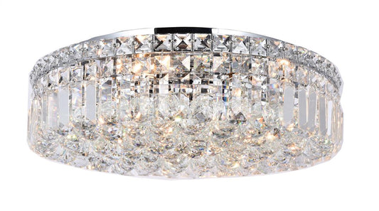 Chrome finish flush-mount ceiling light, by Maple, for hallway, bedroom, or entryway