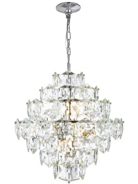 Chrome finish with+ clear crystal chandelier, by Maple