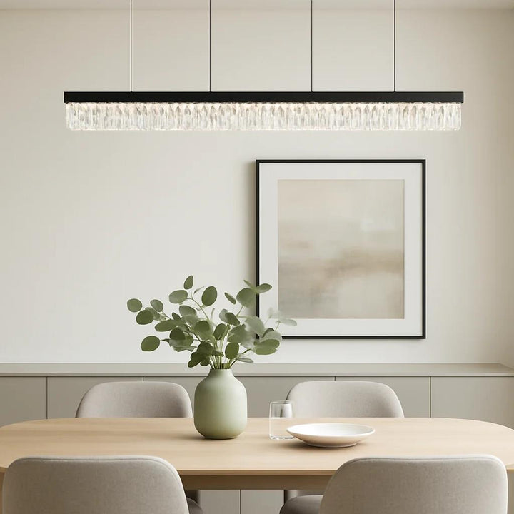 Gold + clear crystal chandelier, by Maple, side view
