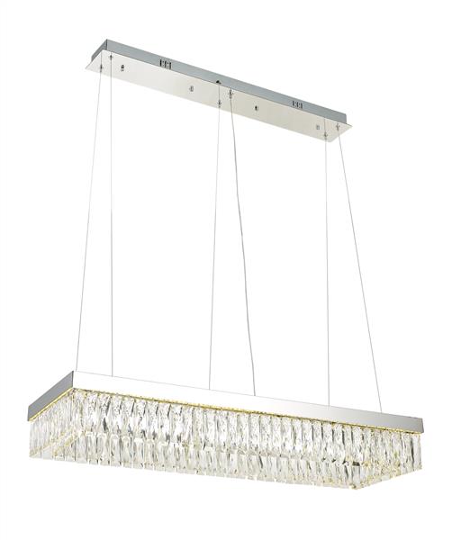 Gold + clear crystal chandelier, by Maple, angled view
