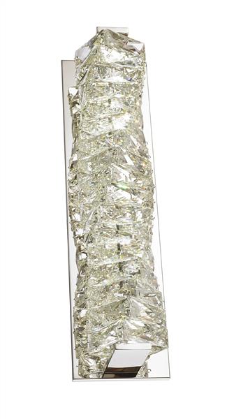 Chrome metal + clear crystal wall sconce, by Maple, for hallway or living room