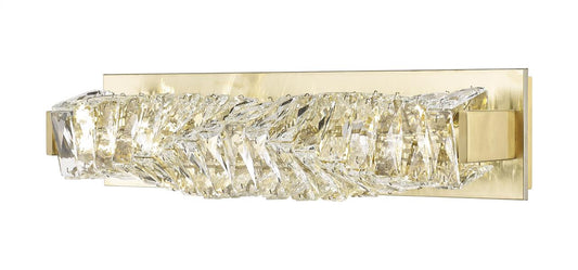 Gold metal + clear crystal wall sconce, by Maple, for hallway or living room