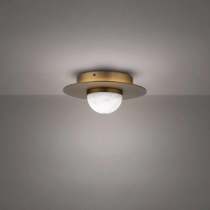 Aged brass finish flush-mount ceiling light, by Modern Forms, for hallway, bedroom, or entryway