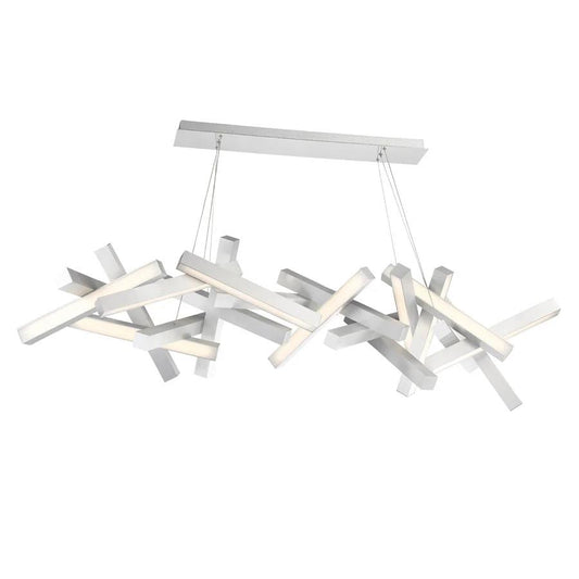 Brushed aluminum finish island pendant, by Modern Forms, for kitchen island or dining