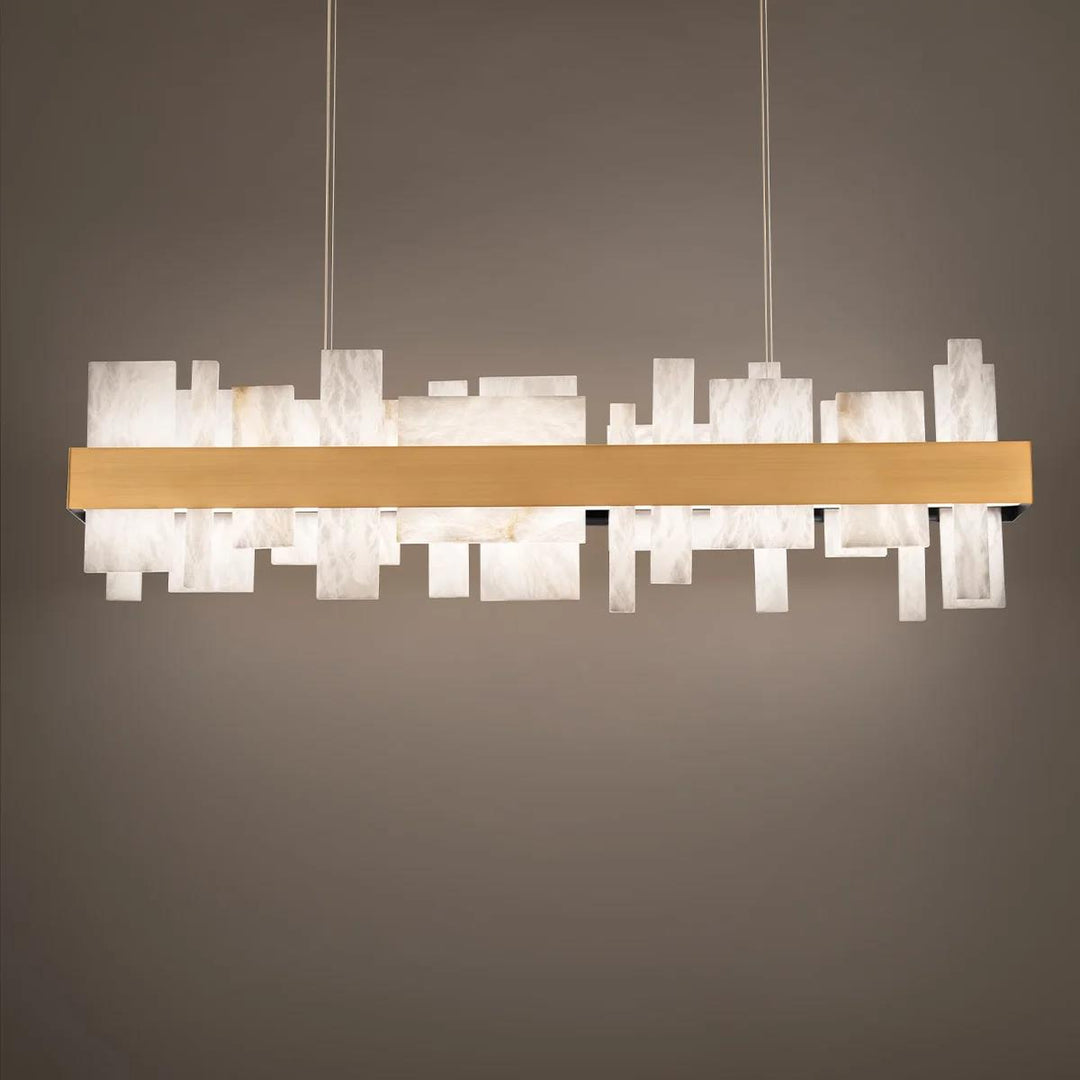 Aged brass finish island pendant, by Modern Forms, for kitchen island or dining