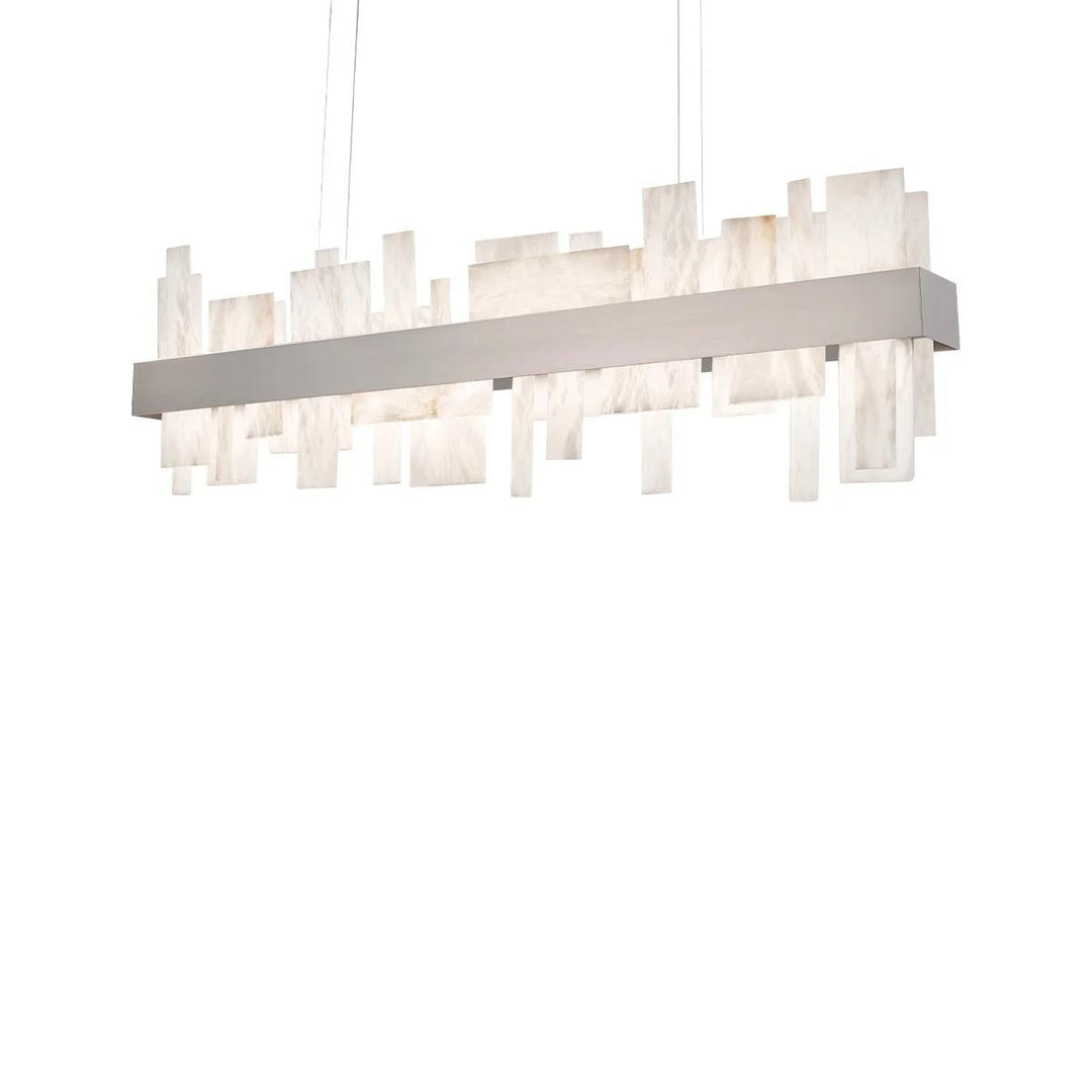 Brushed nickel finish island pendant, by Modern Forms, for kitchen island or dining