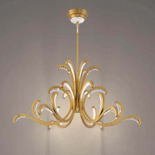 Aged brass pendant light, by Schonbek, for kitchen island or dining