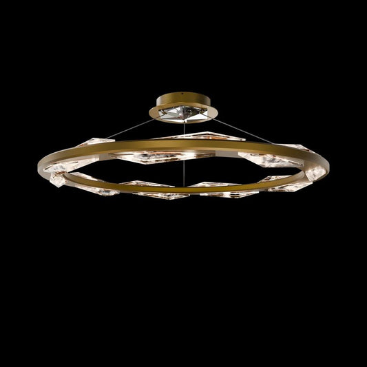 Aged brass pendant light, by Schonbek, for kitchen island or dining