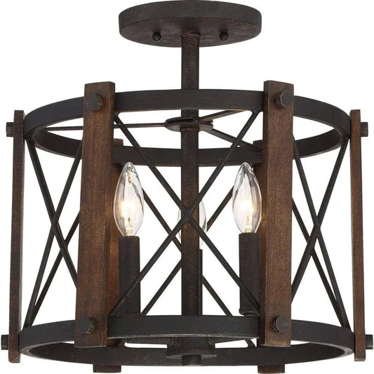 Semi-flush mount ceiling light, by Quoizel, for hallway, bedroom, or entryway