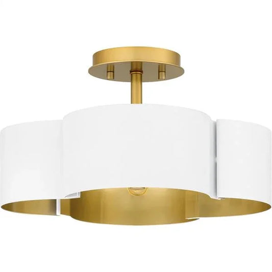 Semi-flush mount ceiling light, by Quoizel, for hallway, bedroom, or entryway