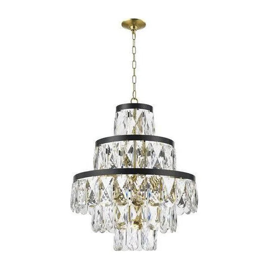 Gold+black finish with crystal chandelier, by Maple