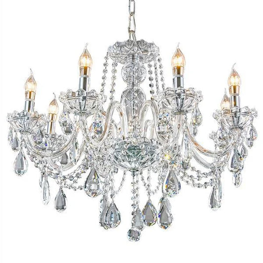 Chrome metal+ clear glass+crystal chandelier, by Maple