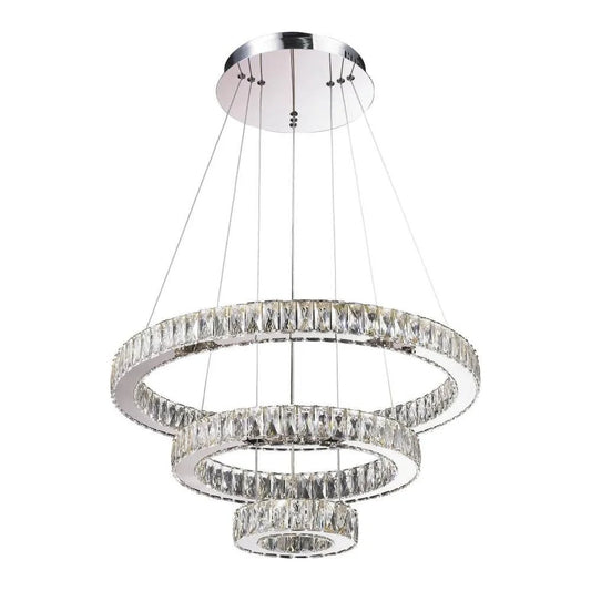 Chrome + crystal chandelier, by Maple