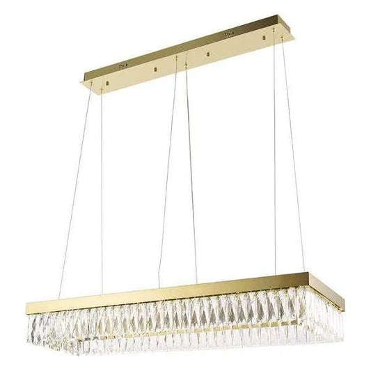 Gold + clear crystal chandelier, by Maple