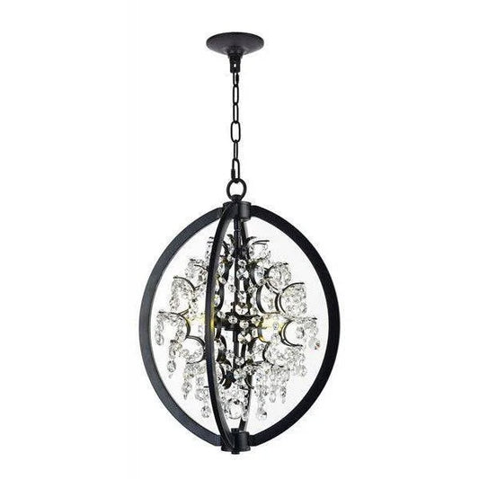 Black + clear crystal chandelier, by Maple