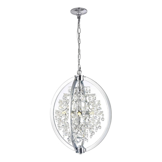 Chrome + crystal chandelier, by Maple
