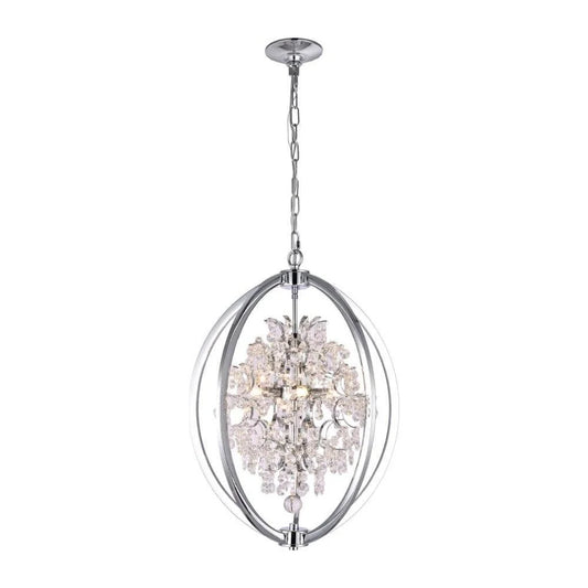Chrome + clear crystal chandelier, by Maple