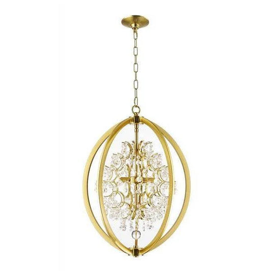 Gold metal +clear crystal chandelier, by Maple