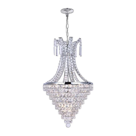 Chrome + clear crystal chandelier, by Maple