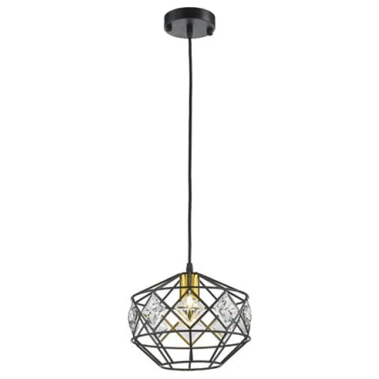 Matt black+ stain brass +crystal pendant light, by Maple, for kitchen island or dining
