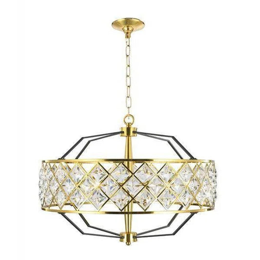 Matt black+ stain brass+ clear crystal chandelier, by Maple