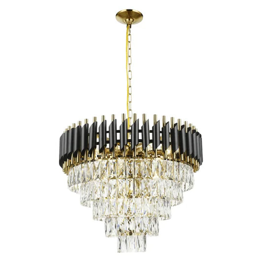 Black & gold metal+ clear crystal chandelier, by Maple