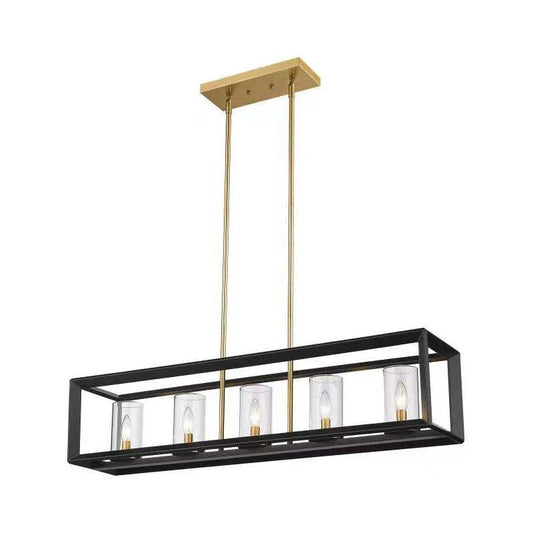 Clear glass and iron with bk/gd island pendant, by Maple, for kitchen island or dining