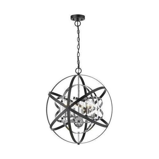 Chrome and black pendant light, by Maple, for kitchen island or dining