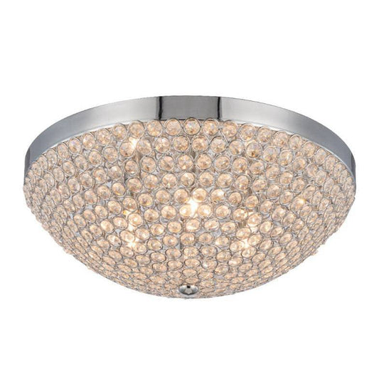 Chrome finish flush-mount ceiling light, by Maple, for hallway, bedroom, or entryway