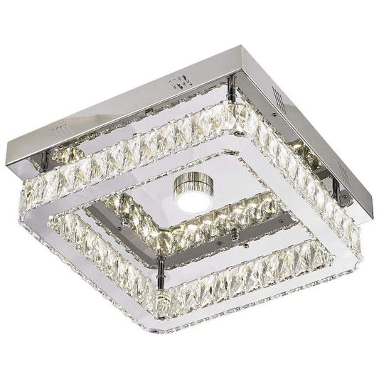 Chrome flush-mount ceiling light, by Maple, for hallway, bedroom, or entryway