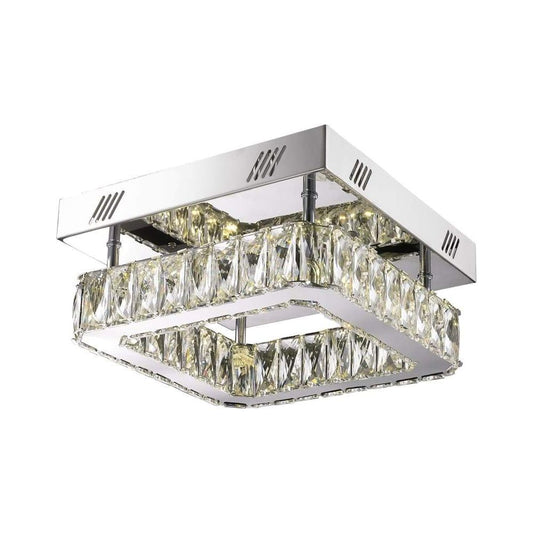 Chrome flush-mount ceiling light, by Maple, for hallway, bedroom, or entryway