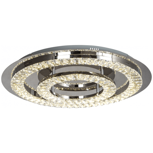 Chrome flush-mount ceiling light, by Maple, for hallway, bedroom, or entryway