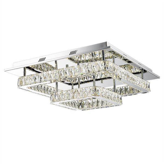 Chrome flush-mount ceiling light, by Maple, for hallway, bedroom, or entryway