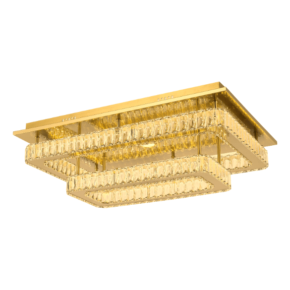 Gold plated flush-mount ceiling light, by Maple, for hallway, bedroom, or entryway