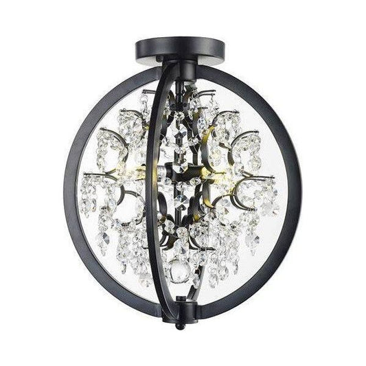 Black finish flush-mount ceiling light, by Maple, for hallway, bedroom, or entryway