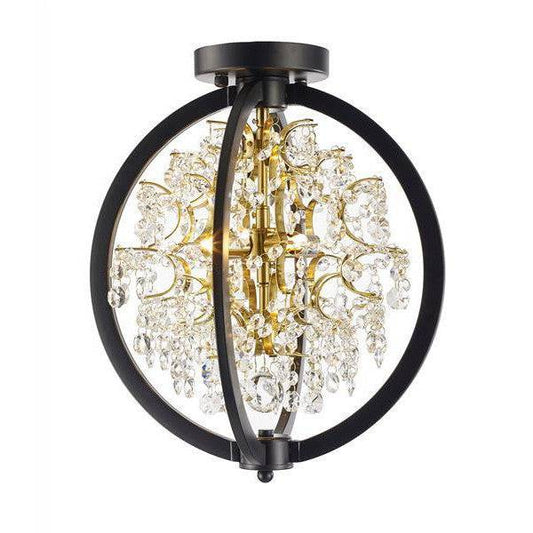 Black finish flush-mount ceiling light, by Maple, for hallway, bedroom, or entryway