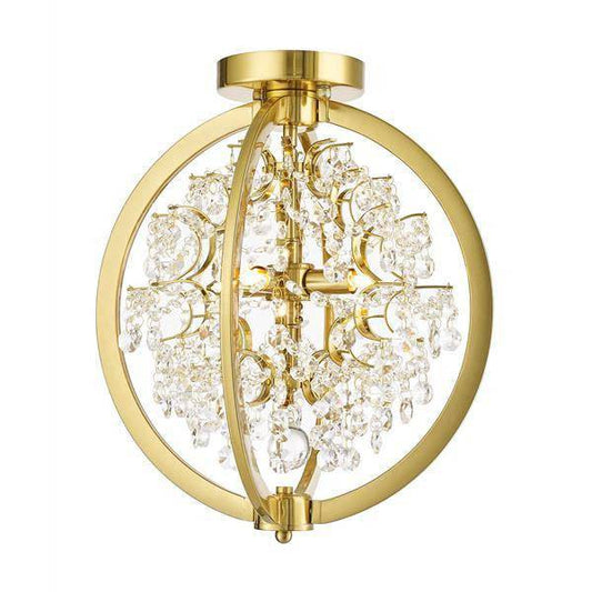 Gold finish flush-mount ceiling light, by Maple, for hallway, bedroom, or entryway