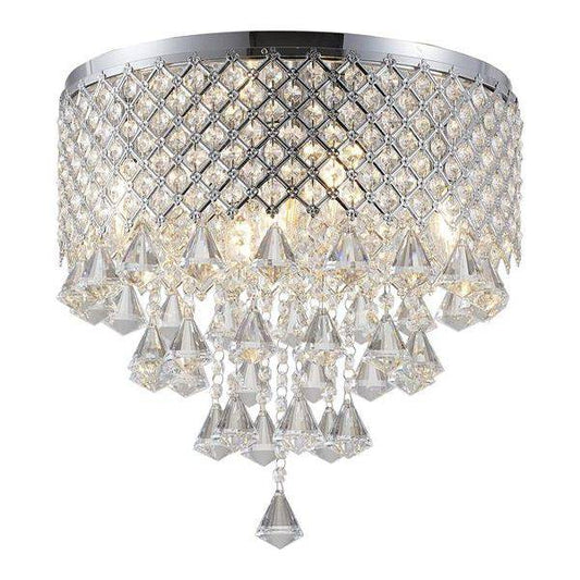 Chrome finish flush-mount ceiling light, by Maple, for hallway, bedroom, or entryway