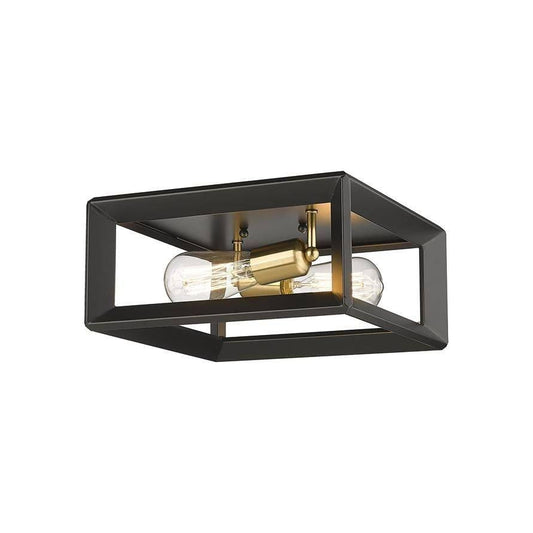 Black finish flush-mount ceiling light, by Maple, for hallway, bedroom, or entryway