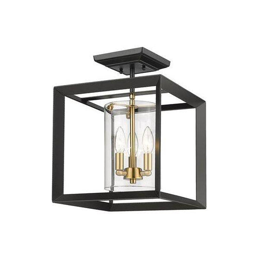 Black finish flush-mount ceiling light, by Maple, for hallway, bedroom, or entryway