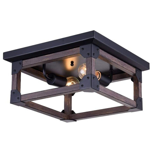 Black finish flush-mount ceiling light, by Maple, for hallway, bedroom, or entryway