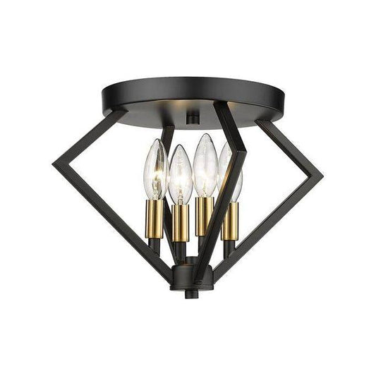 Black + gold metal flush-mount ceiling light, by Maple, for hallway, bedroom, or entryway
