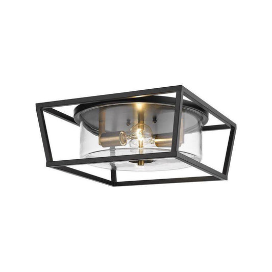 Black finish flush-mount ceiling light, by Maple, for hallway, bedroom, or entryway