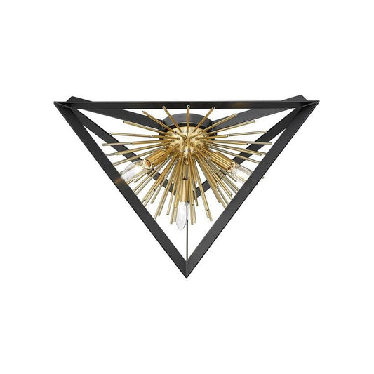 Black + gold finish flush-mount ceiling light, by Maple, for hallway, bedroom, or entryway